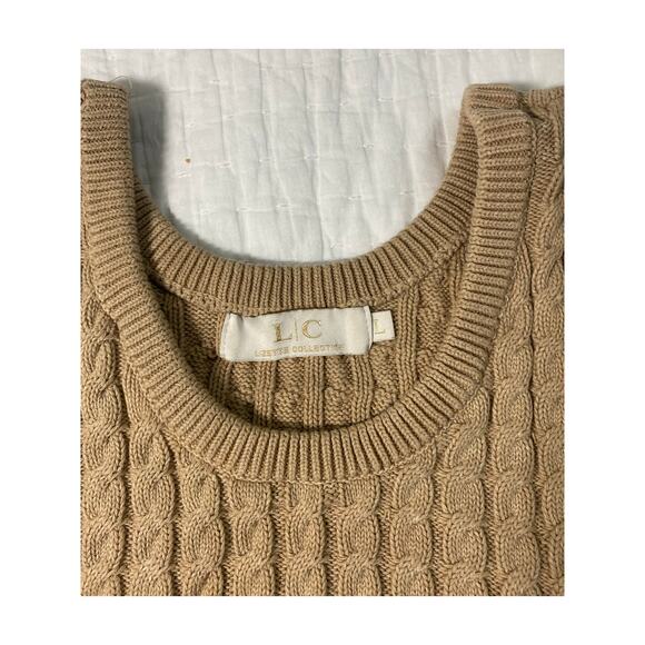 LC Lizette Collection Top Vest Sweater Cable Knit Scoop Neck Cotton Junior SZ Lg - Picture 3 of 5